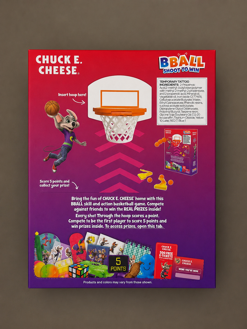 Chuck E cheese Bball shoot to win