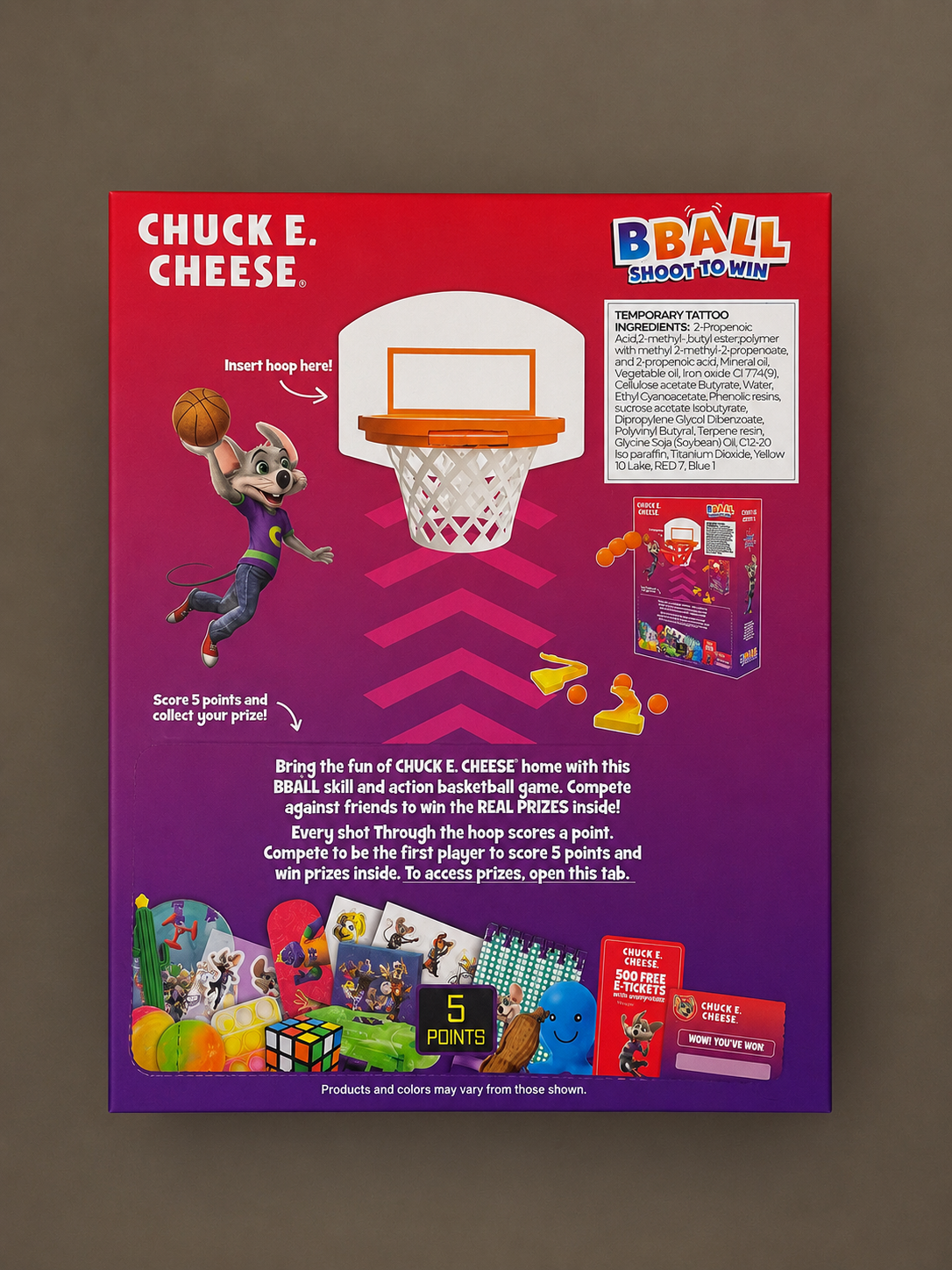 Chuck E cheese Bball shoot to win