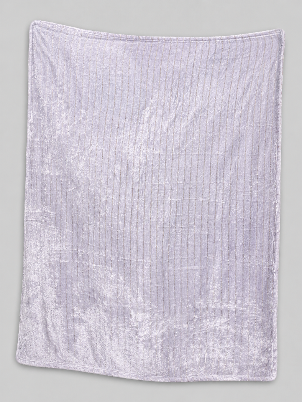 Korbliss Lavender Plush Blanket with Gold Pinstripes