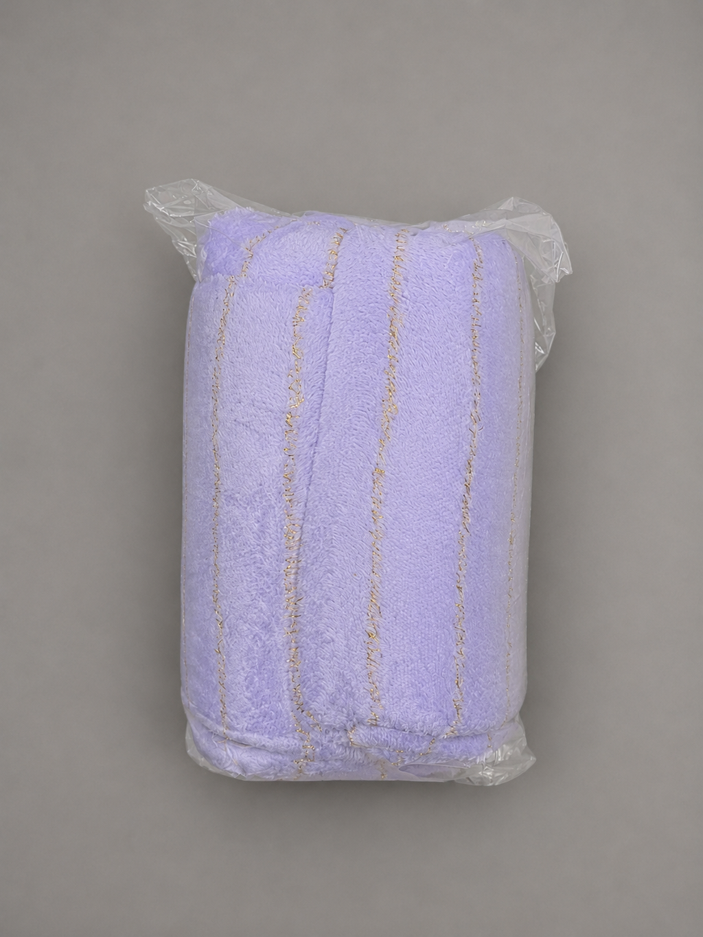 Korbliss Lavender Plush Blanket with Gold Pinstripes