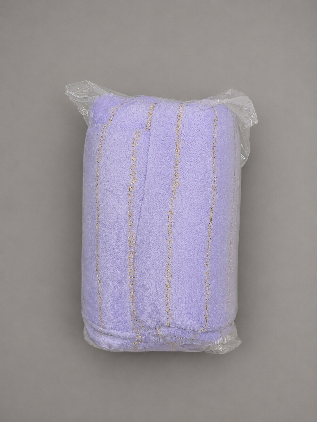 Korbliss Lavender Plush Blanket with Gold Pinstripes